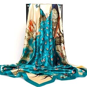 NEW Peacocks Print Scarf Hijab Wrap